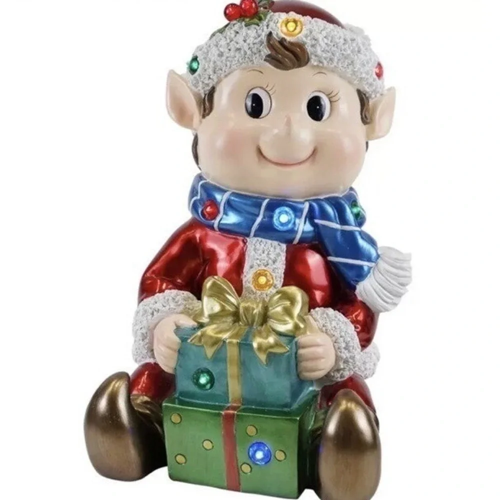 Light-Up ELF Resin W/ 12 LED Lights - 15 inches high MADE IN ITALY Quality
